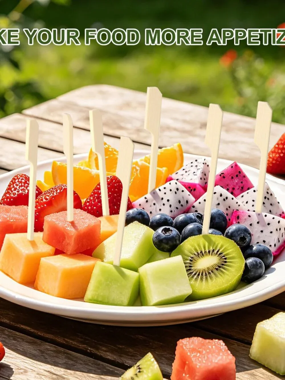 300PCS Cocktail Picks Bamboo Skewers for Appetizers, Paddle Wooden Skewers, 4.7